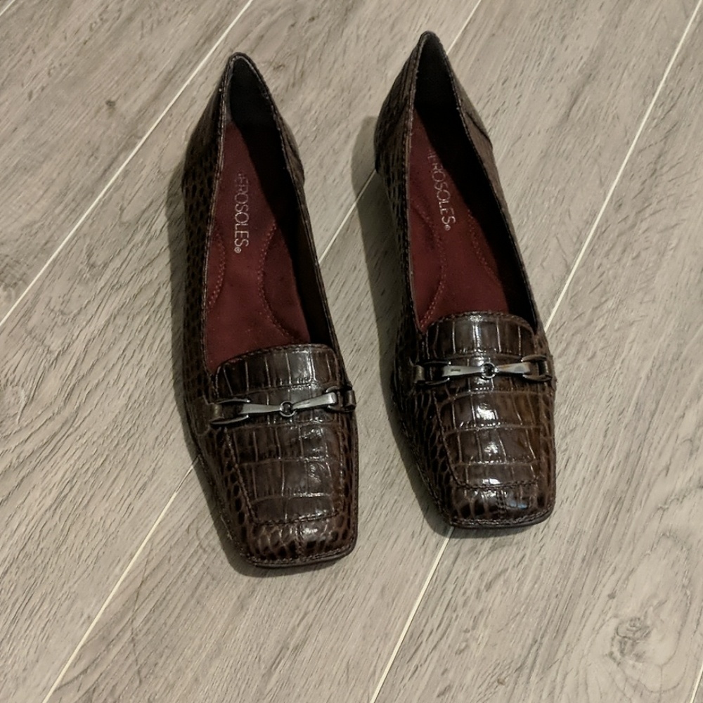 Aerosoles Brown Faux Snakeskin 1" Heel